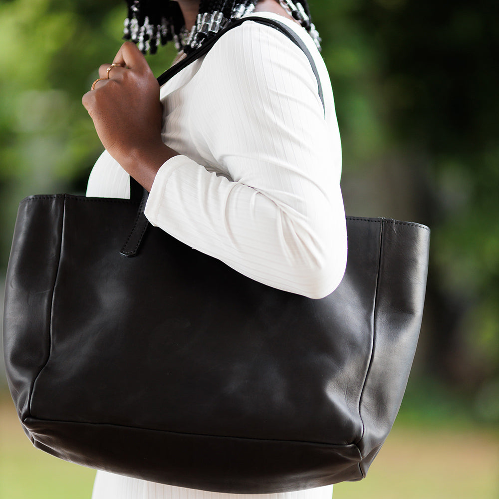 Mom Lined Shopper Leather Bag